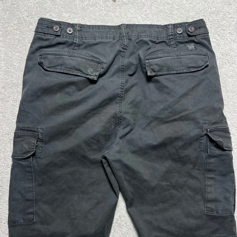 American Eagle Slim Lived-In Cargo Pants Mens 33x32 Black Faded Cotton Flex - Picture 11 of 14